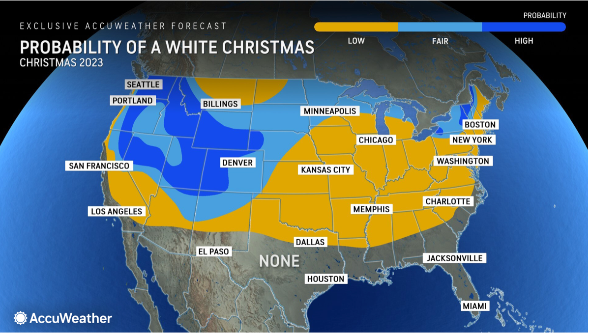 Accuweather Christmas snow cover map.